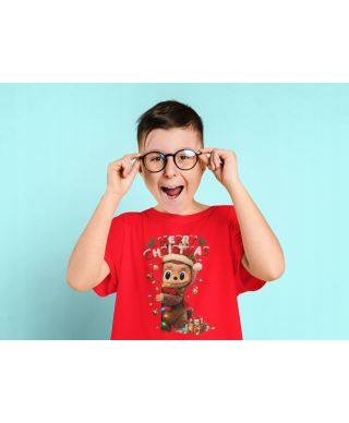 Koszulka dziecięca Świąteczna Merry Christmas z uroczą postacią Labubu