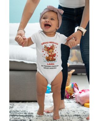 Body niemowlęce Świąteczne dla dziewczynki Drogi Mikołaju byłam grzeczna