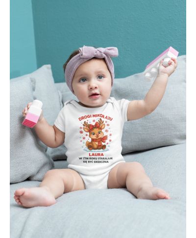 Body niemowlęce Świąteczne dla dziewczynki Drogi Mikołaju byłam grzeczna