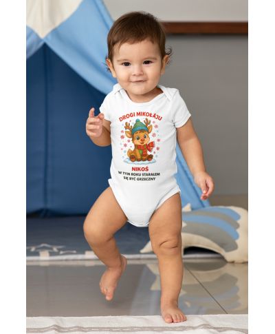 Body niemowlęce Świąteczne dla chłopca Drogi Mikołaju byłem grzeczny