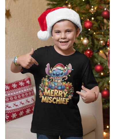Koszulka dziecięca Świąteczna MERRY MISCHIEF wesołe psoty słodki stworek