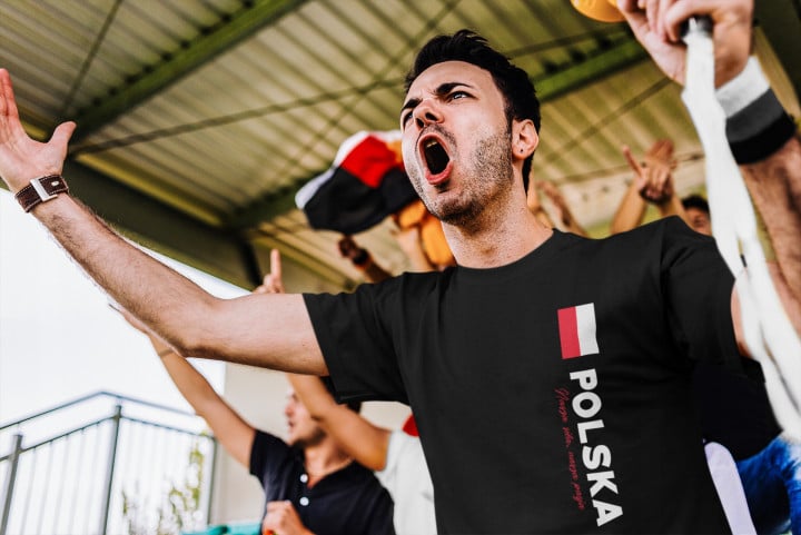 Koszulka męska Polska - Nasza Siła, Nasza Pasja patriotyczna T-shirt męski — zdjęcie 2