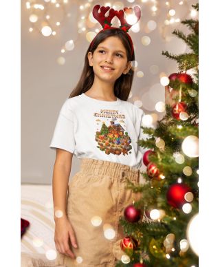 Koszulka dziecięca Świąteczna Merry Christmas w stylu Minecraft dla gracza