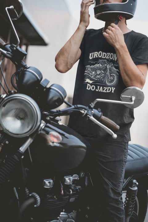 Koszulka męska motocyklowa Urodzony do Jazdy prezent dla Motocyklisty — zdjęcie 2
