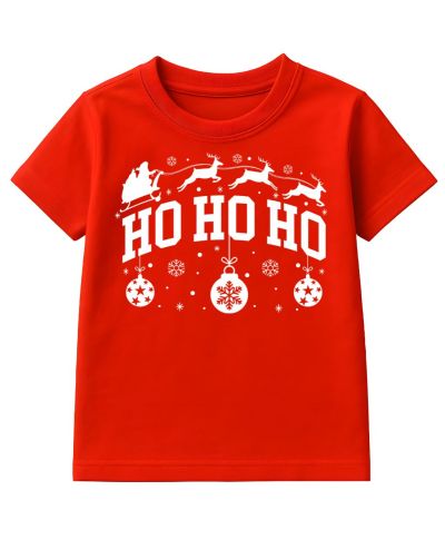 Koszulka dziecięca Świąteczna HO HO HO styl klasyczny na co dzień renifery