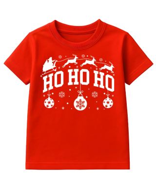 Koszulka dziecięca Świąteczna HO HO HO styl klasyczny na co dzień renifery