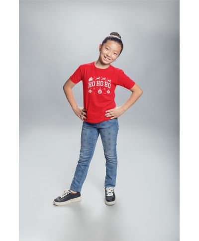 Koszulka dziecięca Świąteczna HO HO HO styl klasyczny na co dzień renifery