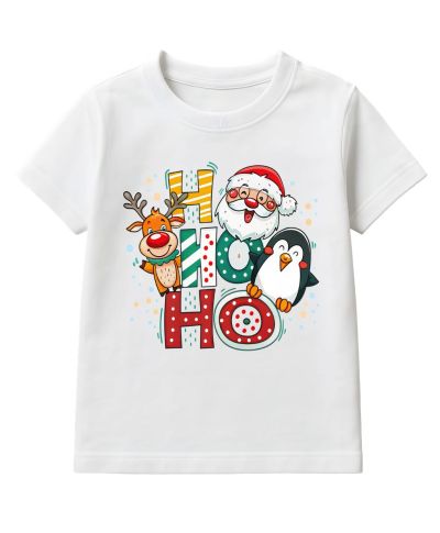 Koszulka dziecięca świąteczna Mikołaj renifer HO HO HO pingwin święta styl