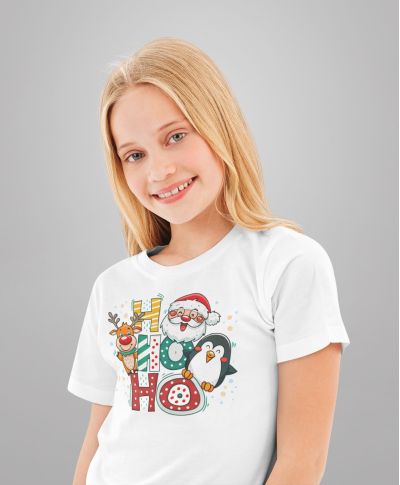 Koszulka dziecięca świąteczna Mikołaj renifer HO HO HO pingwin święta styl