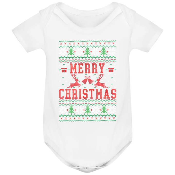Body dziecięce Świąteczne Merry Christmas choinki ugly sweater