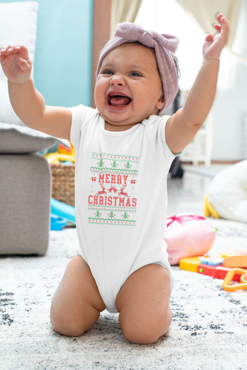 Body dziecięce Świąteczne Merry Christmas choinki ugly sweater — zdjęcie 2
