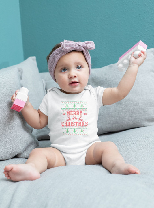 Body dziecięce Świąteczne Merry Christmas choinki ugly sweater — zdjęcie 4