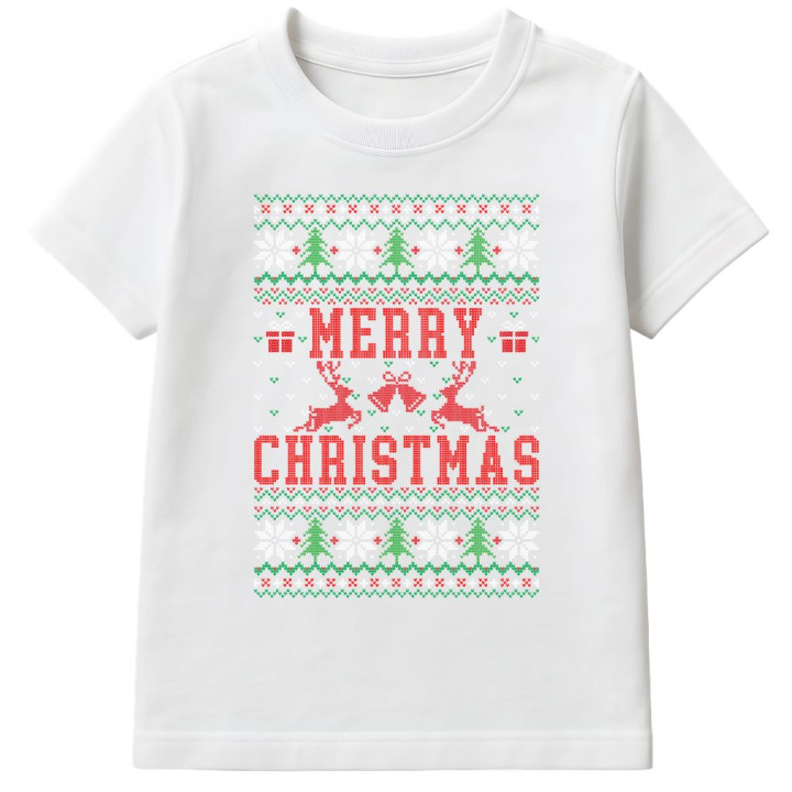 Koszulka dziecięca Świąteczna Merry Christmas choinki ugly sweater