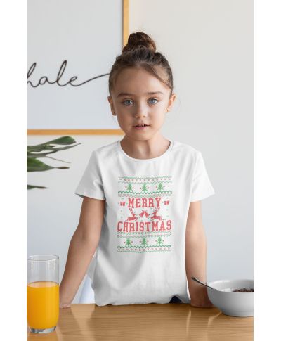 Koszulka dziecięca Świąteczna Merry Christmas choinki ugly sweater