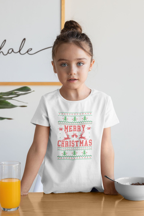 Koszulka dziecięca Świąteczna Merry Christmas choinki ugly sweater — zdjęcie 2