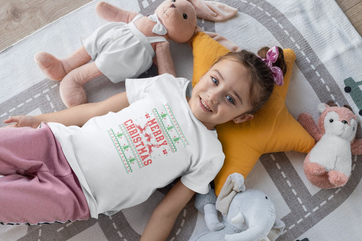 Koszulka dziecięca Świąteczna Merry Christmas choinki ugly sweater — zdjęcie 4