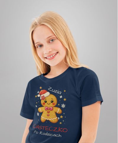 Koszulka dziecięca Świąteczna dla dziewczynki Ciasteczko po Rodzicach Imię