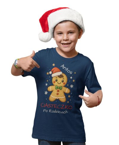 Koszulka dziecięca Świąteczna dla chłopca Ciasteczko po Rodzicach Imię