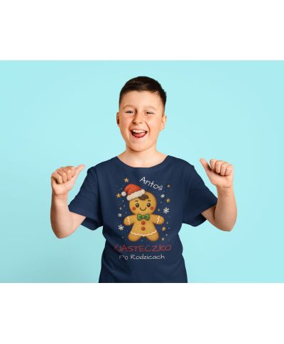 Koszulka dziecięca Świąteczna dla chłopca Ciasteczko po Rodzicach Imię