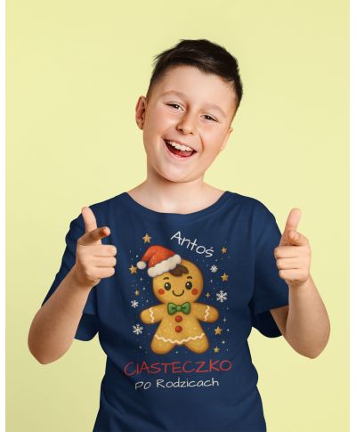 Koszulka dziecięca Świąteczna dla chłopca Ciasteczko po Rodzicach Imię