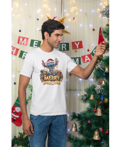 Koszulka męska Świąteczna MERRY MISCHIEF wesołe psoty słodki stworek