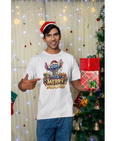 Koszulka męska Świąteczna MERRY MISCHIEF wesołe psoty słodki stworek