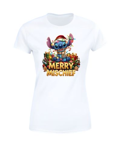 Koszulka damska Świąteczna MERRY MISCHIEF wesołe psoty słodki stworek