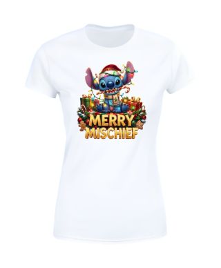 Koszulka damska Świąteczna MERRY MISCHIEF wesołe psoty słodki stworek