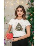 Koszulka damska Świąteczna Choinka ozdobiona złotem elegancka stylowa