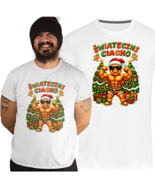 Koszulka męska Świąteczne Ciacho kulturysta przystojniak śmieszna na święta