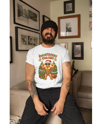 Koszulka męska Świąteczne Ciacho kulturysta przystojniak śmieszna na święta