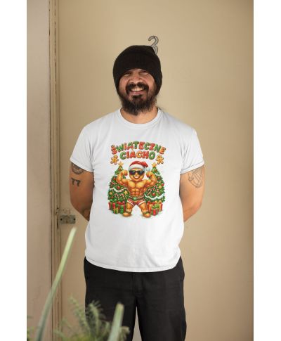 Koszulka męska Świąteczne Ciacho kulturysta przystojniak śmieszna na święta
