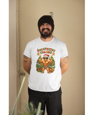 Koszulka męska Świąteczne Ciacho kulturysta przystojniak śmieszna na święta
