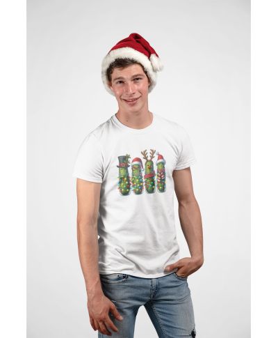 "Koszulka męska Świąteczna przebrane Ogórki świąteczne w słoikach "