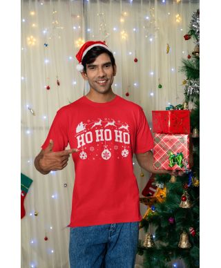 Koszulka męska Świąteczna HO HO HO w stylu klasycznym na co dzień renifery