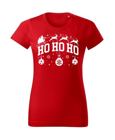 Koszulka damska Świąteczna HO HO HO w stylu klasycznym na co dzień renifery