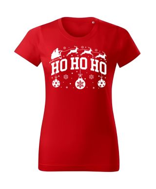 Koszulka damska Świąteczna HO HO HO w stylu klasycznym na co dzień renifery