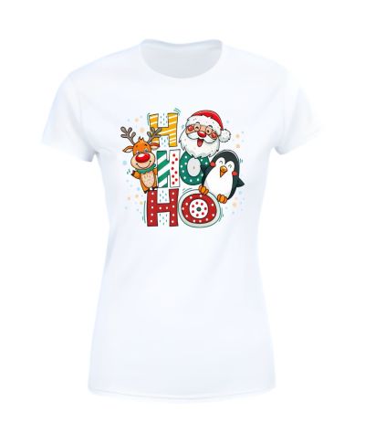 Koszulka damska świąteczna Mikołaj renifer HO HO HO pingwin święta styl