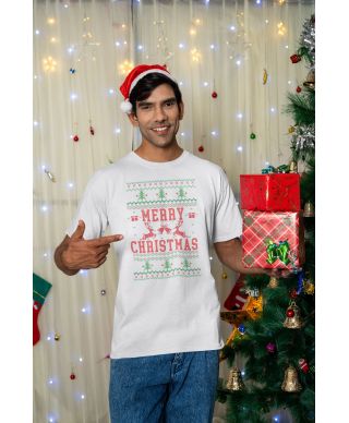 Koszulka męska Świąteczna Merry Christmas choinki ugly sweater