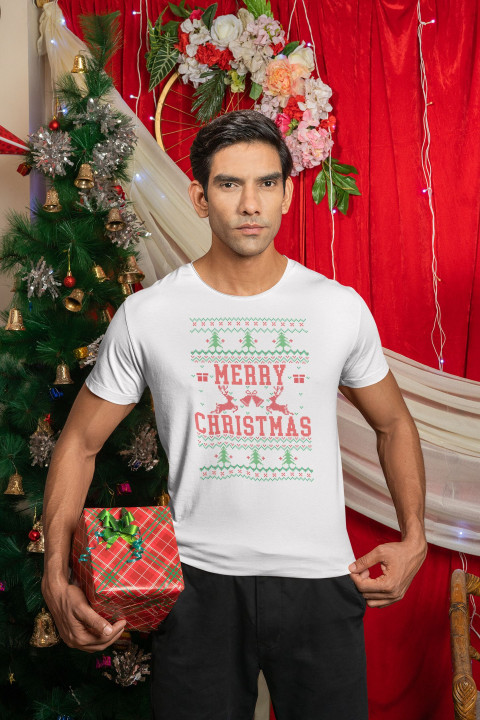 Koszulka męska Świąteczna Merry Christmas choinki ugly sweater — zdjęcie 4