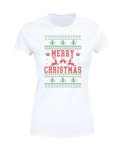 Koszulka damska Świąteczna Merry Christmas choinki ugly sweater