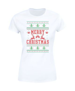 Koszulka damska Świąteczna Merry Christmas choinki ugly sweater