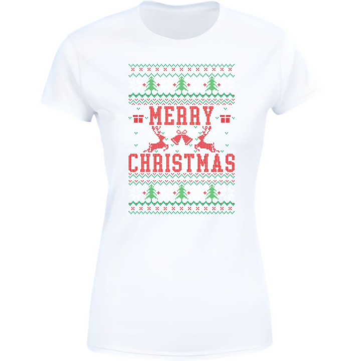 Koszulka damska Świąteczna Merry Christmas choinki ugly sweater