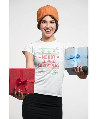 Koszulka damska Świąteczna Merry Christmas choinki ugly sweater