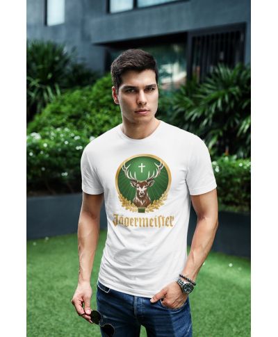 Koszulka męska Świąteczna Jeleń Krzyż Zielony Ozdobny złoto symbol złote