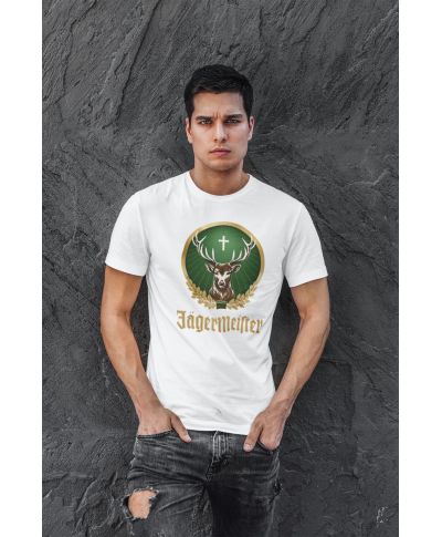 Koszulka męska Świąteczna Jeleń Krzyż Zielony Ozdobny złoto symbol złote