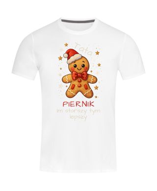Koszulka męska Świąteczna Tata Ciacho Piernik Im starszy tym lepszy Imię