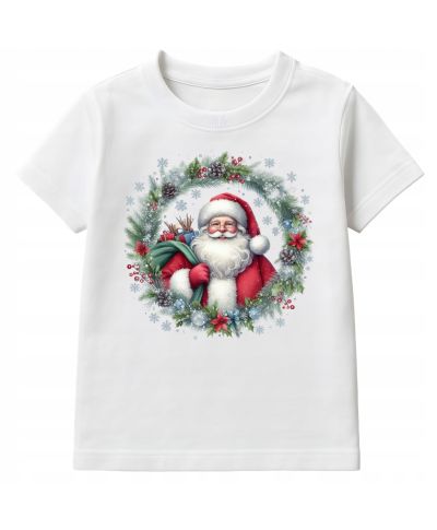 Koszulka dziecięca Świąteczna Mikołaj z wieńcem magia urok świąt