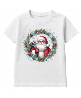 Koszulka dziecięca Świąteczna Mikołaj z wieńcem magia urok świąt