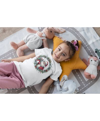 Koszulka dziecięca Świąteczna Mikołaj z wieńcem magia urok świąt